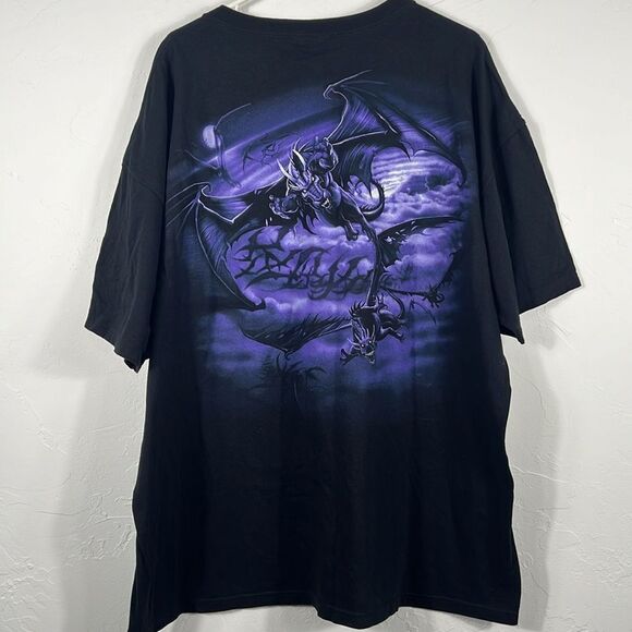 🔥💀 Vintage 2002 LIQUID BLUE Purple  Dragons AOP Horror Tee 3XL - SUPER RARE!! - Picture 5 of 9